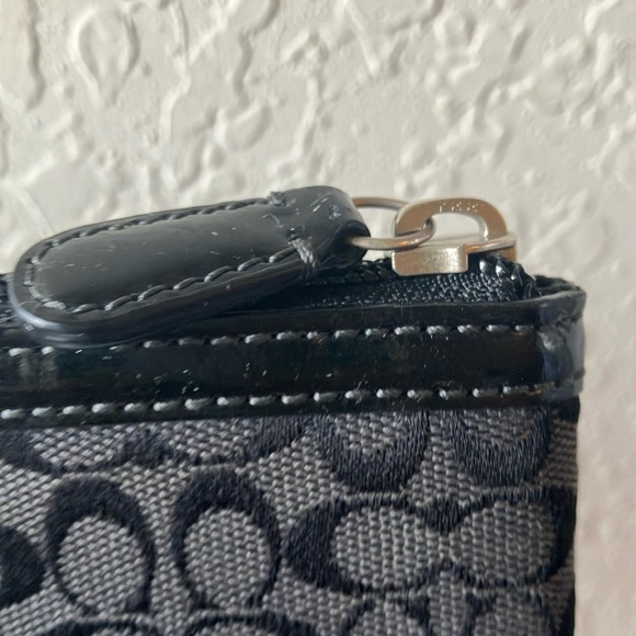 Coach: Black Signature Tablet Holder- Silver Tone - Picture 2 of 14